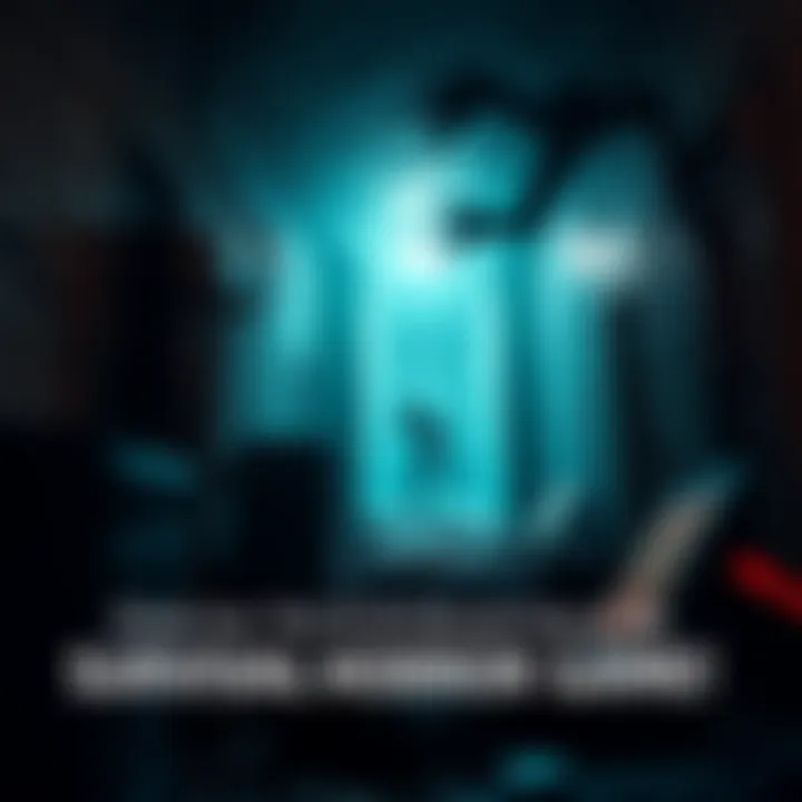 Survival Horror Game Gameplay A tense scene from a survival horror game showing a dark environment with a character navigating through obstacles while being hunted by a creature.