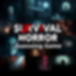 A montage of edited screenshots from various survival horror video games, featuring dark and spooky themes with eerie visuals and hints of iconic characters and settings.