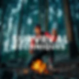 Survival Techniques A person practicing survival techniques in a forest, demonstrating how to escape from a dangerous situation, using tools and natural surroundings.