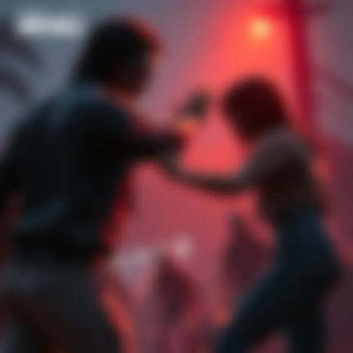 A Survivor character in Dead by Daylight reaching out to help a teammate while others watch, showing betrayal and tension