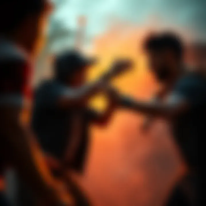 A scene showing a player being provoked during a game with gestures like teabagging and bodyblocking.