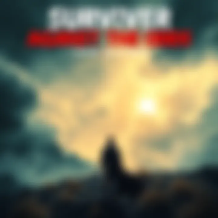 A person standing strong amidst a stormy landscape, symbolizing survival and resilience.