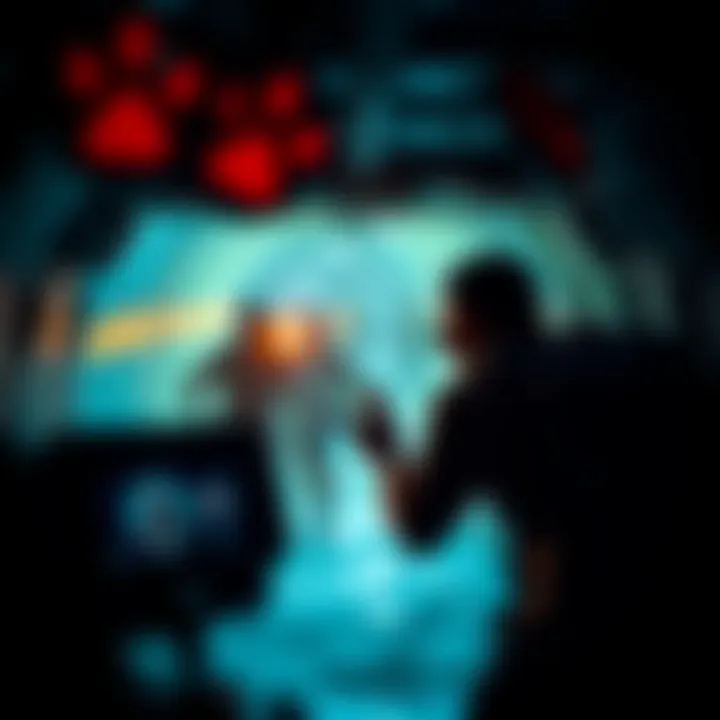 A tense moment in a survivor game showing a killer targeting one survivor, indicating tunneling tactics