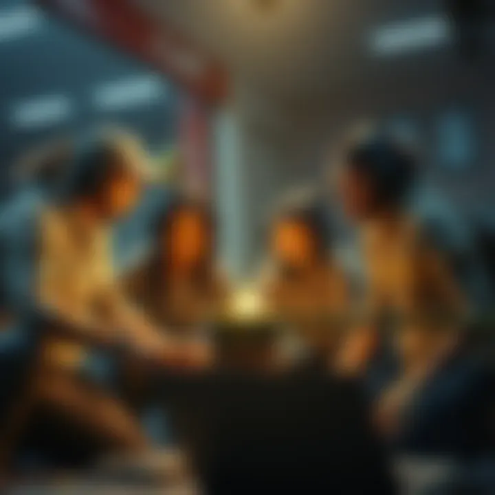 Survivors Boosting Generator Progress Four survivors in a game working together to increase generator progress with the Fast Track perk, showcasing teamwork and strategy.