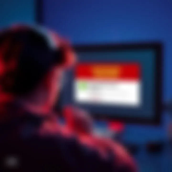 A frustrated person looking at a computer screen showing a suspended Microsoft Rewards account notification