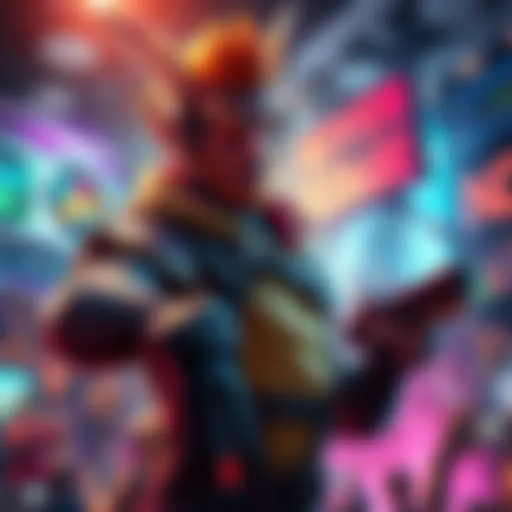 Sven Rampage Character in Action A dynamic character named Sven Rampage showcases unique style and flair in a colorful gaming environment, engaging with fans.