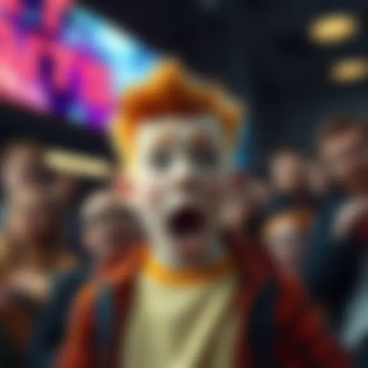 A scene showing Sweet Tooth without his iconic ginger hair, highlighting the surprised reaction of fans in the background.