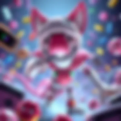 Sweet Tooth character ready for battle in Smash Bros, surrounded by colorful gaming elements