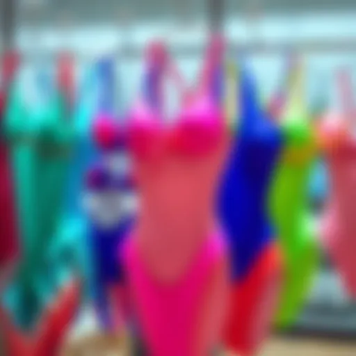New swimsuit styles in paid bundles A display of various swimsuit styles available in expensive bundles, showcasing bright colors and unique designs, enticing shoppers.