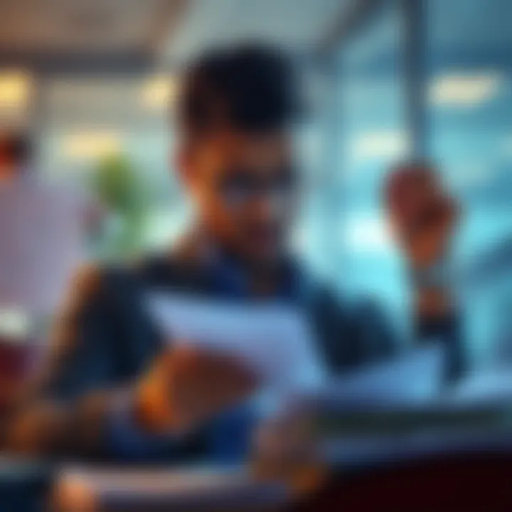 A person analyzing notes and documents related to Swiney's remarks with a thoughtful expression