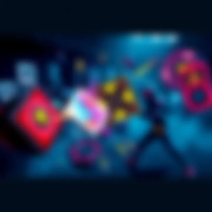 A colorful Swipe card delivering 4 damage to a target, with visual effects showcasing 1 damage to surrounding targets.