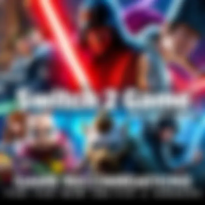 A collage of popular game characters from Switch 2 titles like Star Wars Outlaws and Hogwarts Legacy