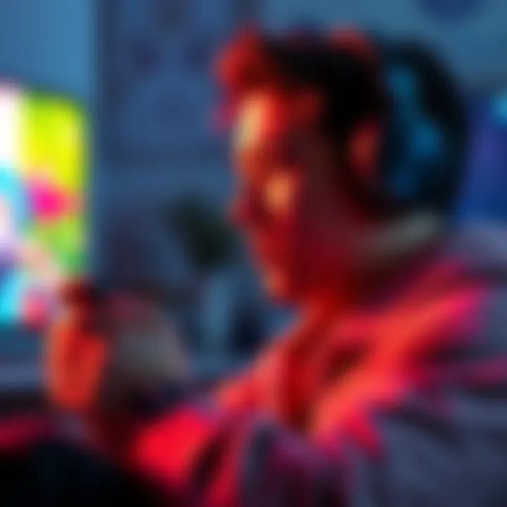A person enjoying low latency Bluetooth audio while gaming on a Switch 2, with headphones connected to a Bluetooth device.