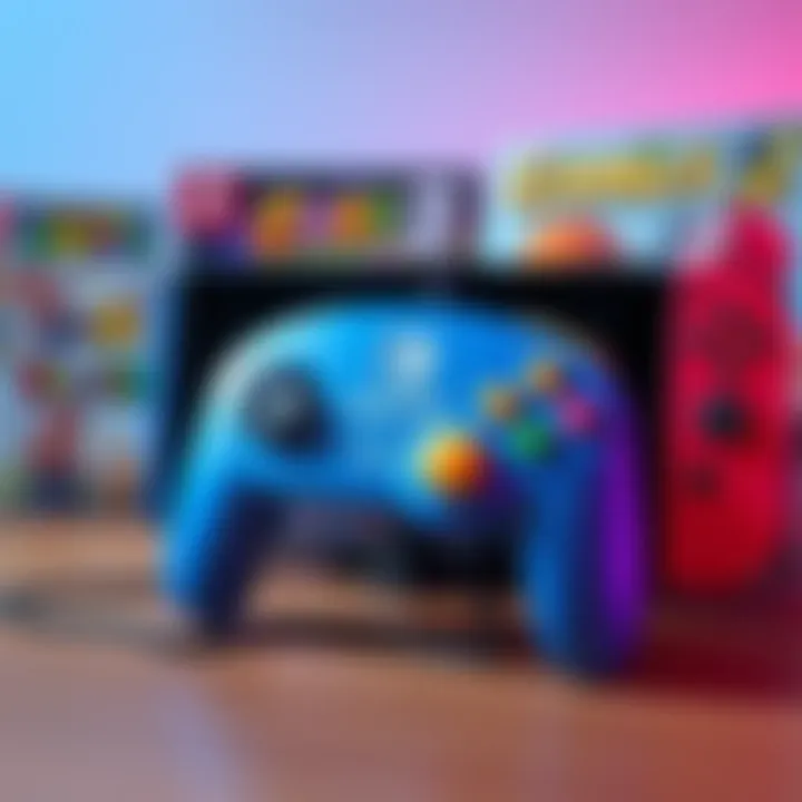 A Switch 2 GameCube controller next to a Nintendo Switch console and various game titles.