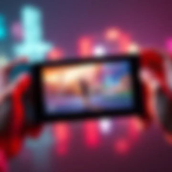 A Nintendo Switch 2 in handheld mode with a game on the screen, highlighting enhanced graphics but showing signs of framerate drops, illustrating the trade-off between quality and performance.