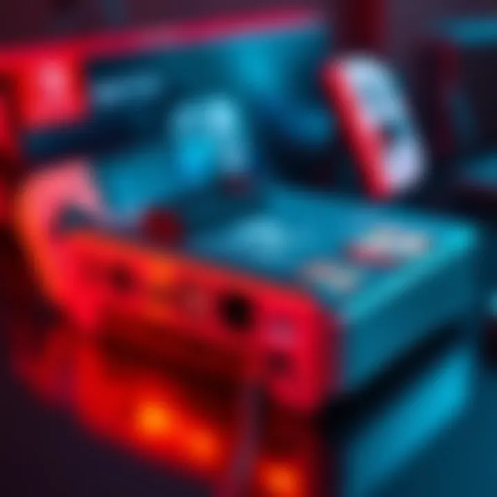 A sleek external device showcasing the Switch 2 Hub, designed to store and access multiple physical game cartridges, with a Nintendo Switch console in the background