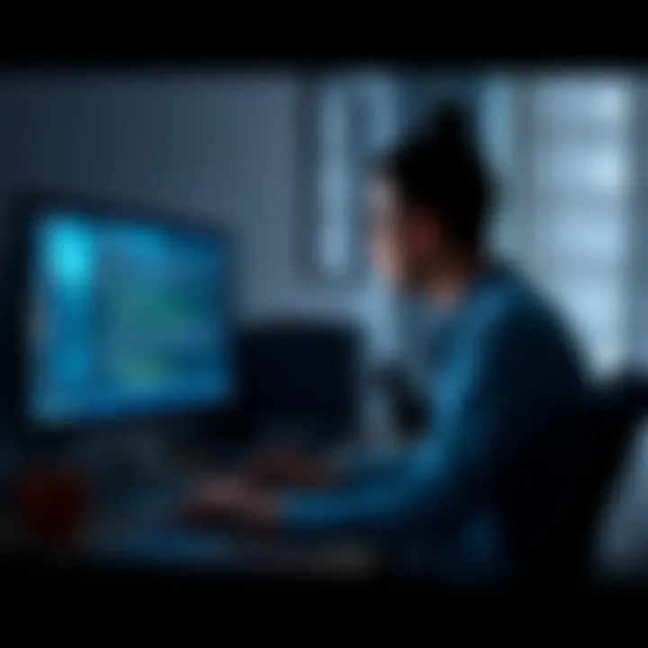 Switching to Linux A person setting up Pop!_OS on a computer, showing a smooth transition from Windows to Linux.