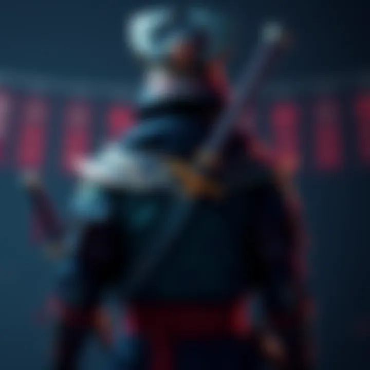 A character in Ghost of Tsushima showcasing armor with a sword on the back that doesn't match the katana kit, highlighting the visual mismatch in design.