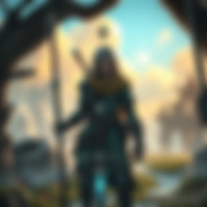 Sword and Staff in Asterigos A player character holding a sword and staff in a fantasy setting, ready for battle in Asterigos.