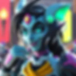 A playful depiction of Sym with exaggerated features and Kora milkbending effects, highlighting the April Fools' theme in Overwatch.