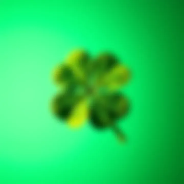 Symbol of Luck A four-leaf clover symbolizing good luck against a green background.
