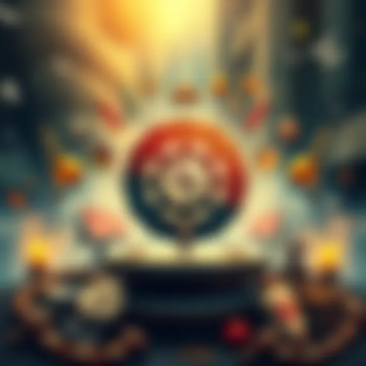 An illustration showing a mysterious symbol surrounded by cultural elements that represent communication and interpretation, highlighting its significance in everyday life.