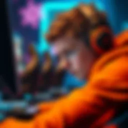 A gamer intensely focused on screen while playing a competitive video game, with a concerned look, amidst discussions about aimbot allegations.