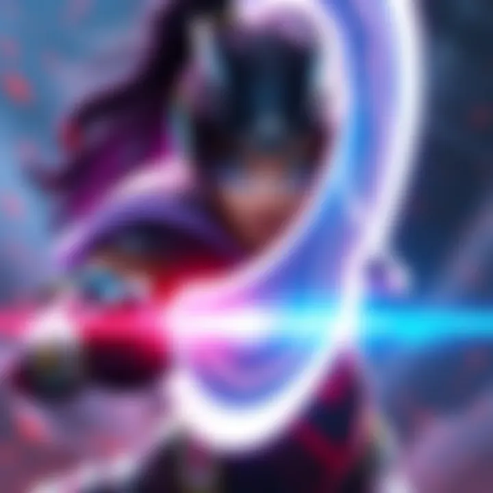 Symmetra uses her beam against an enemy, showcasing her reduced damage penalty in a duel