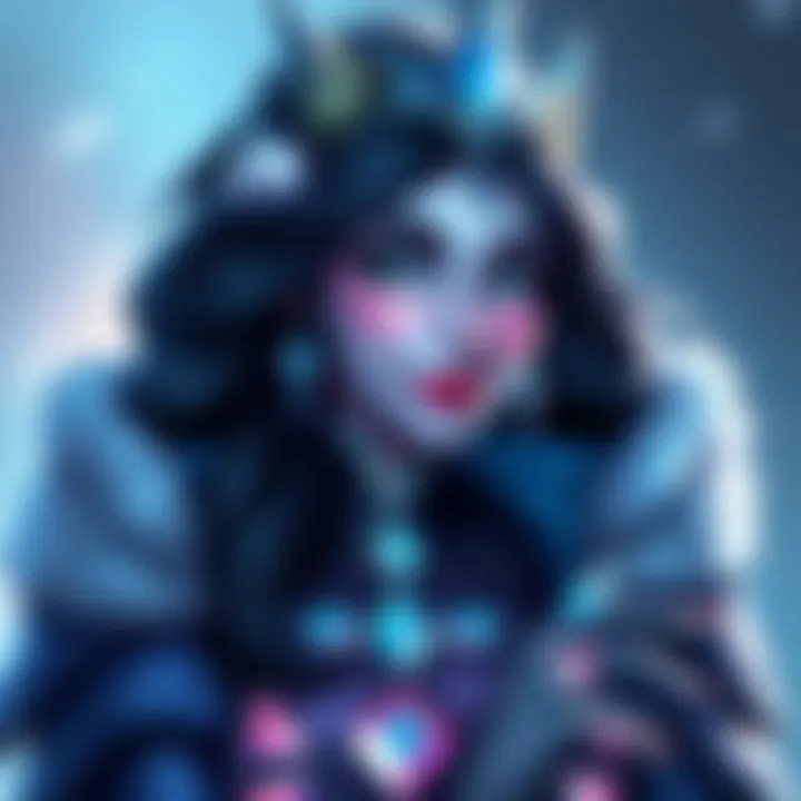 Symmetra dressed as Ice Princess with winter-themed details and a magical aura