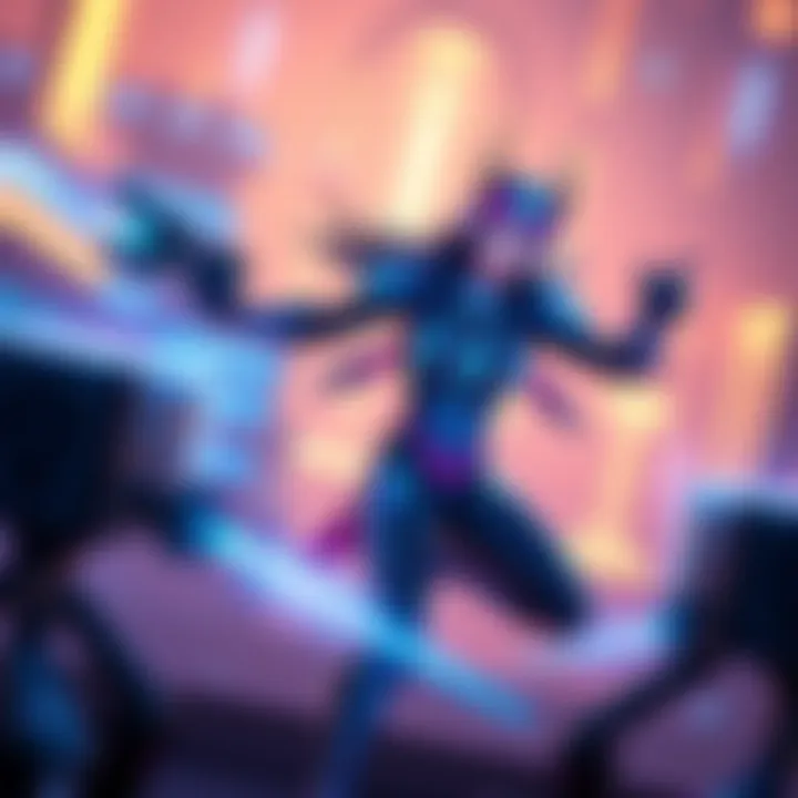 Symmetra using her teleportation ability while deploying turrets in a vibrant game environment