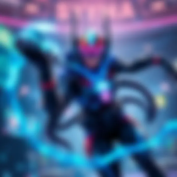 Symmetra in Action A professional player using Symmetra's teleporter in a gaming match, showcasing her abilities in competitive play.