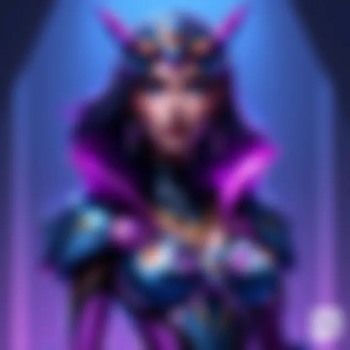 Symmetra character dressed in elegant Royal Flush skin featuring bold colors and stylish design.