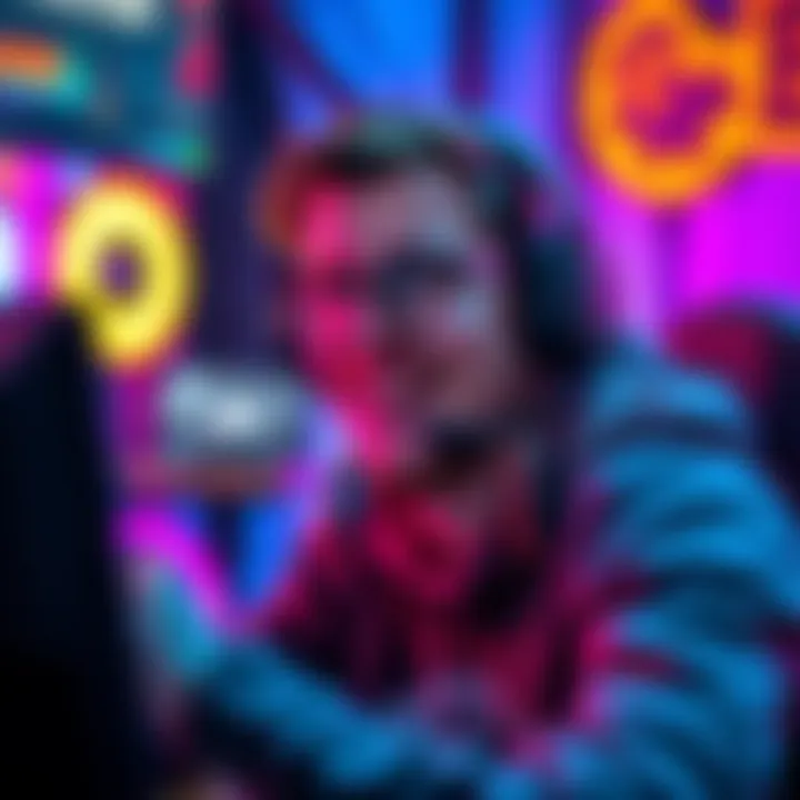 YouTuber Sypher smiling while streaming, surrounded by gaming gear and colorful lights, showing his positive energy
