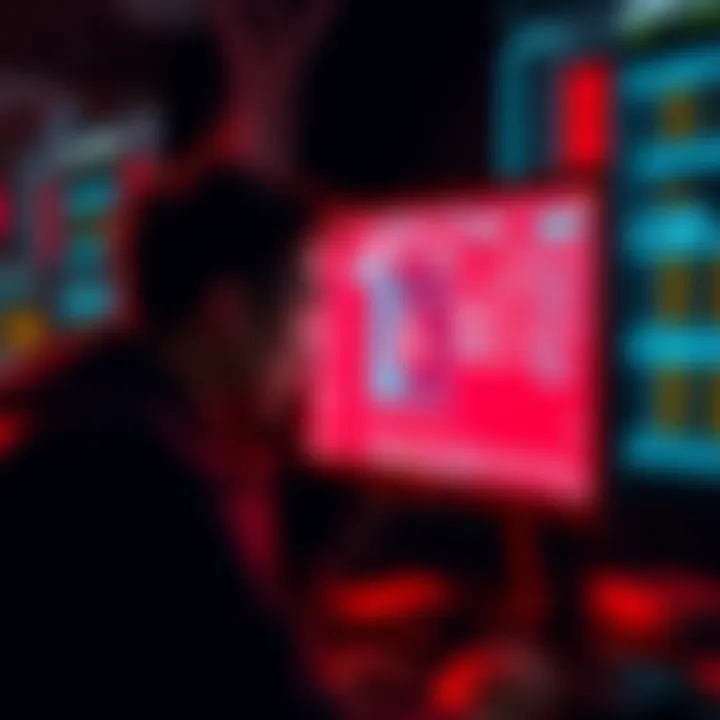 A warning sign indicating technical issues with a computer system, showing a frustrated person looking at a malfunctioning screen.