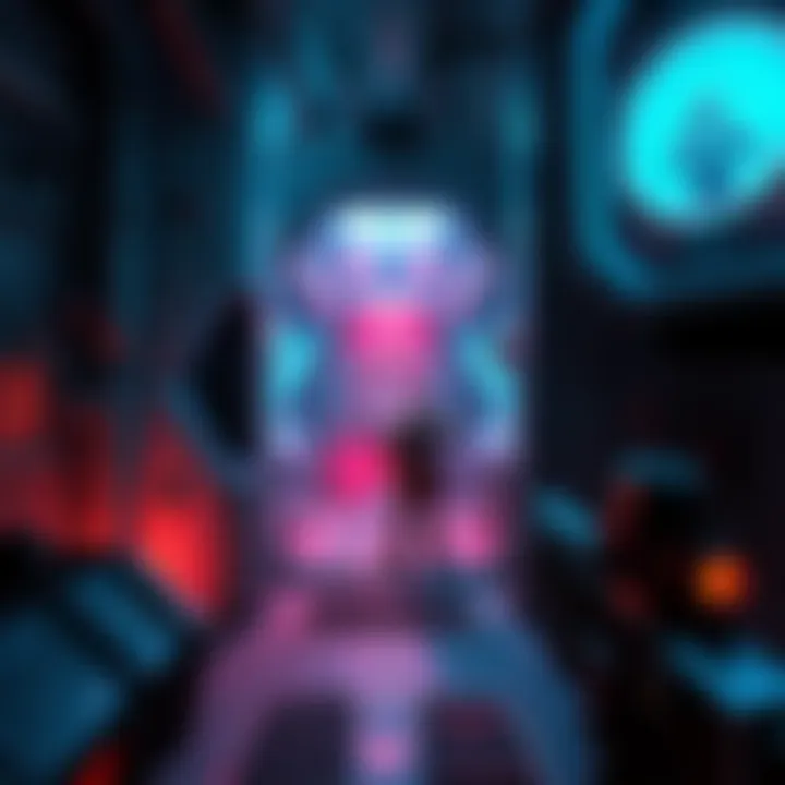 A player explores a futuristic environment in System Shock, showcasing gameplay elements from the remake and original versions.