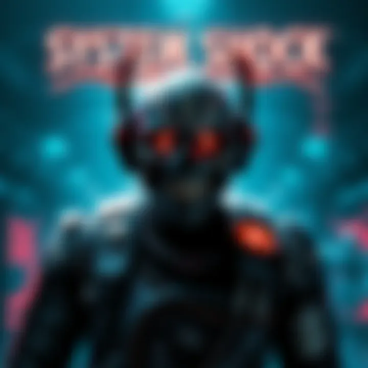A scene from System Shock (2023) showcasing the character SHODAN with a futuristic background and intense game atmosphere.