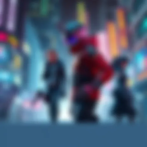 T-Bug, a skilled and tech-savvy character in Cyberpunk, engages with V and Jackie in a futuristic city setting.