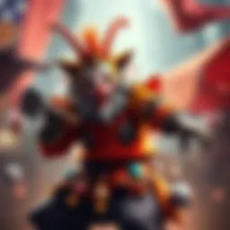 A tabaxi character dressed as a war clown, showing a colorful and quirky outfit, prepared for combat with a melee weapon, capturing the unique design inspiration from a fantasy game.