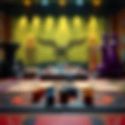 A tabletop game scene with dice, character sheets, and a game board ready for new players