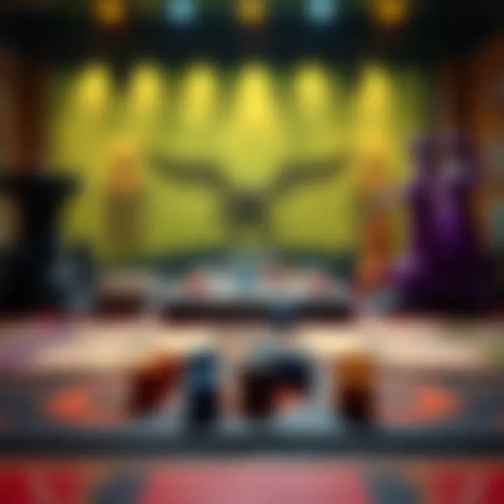 A tabletop game scene with dice, character sheets, and a game board ready for new players