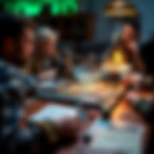Tabletop RPG Combat Scene A group of players at a tabletop RPG session, with one player showcasing an overpowered character in combat. The game board features miniatures, dice, and character sheets, while other players look co...