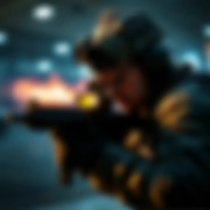 A gamer focused on a tactical shooter game, showcasing intense gameplay and strategic planning in a single-player environment.