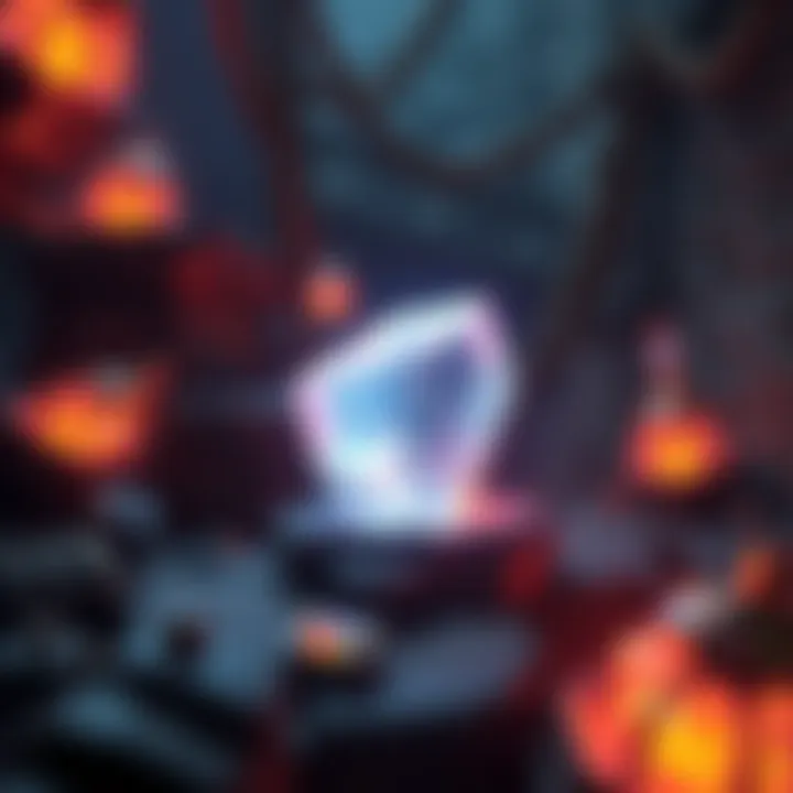 A glowing Taken Crystal surrounded by dungeon elements, showcasing its rarity after battles.