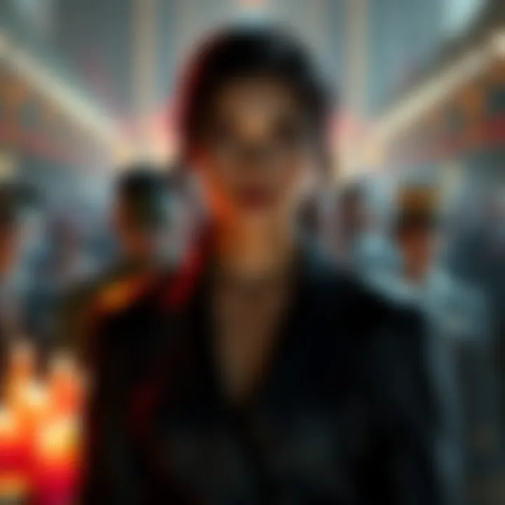 Talia at Bruce Wayne's Funeral Talia stands solemnly at Bruce Wayne's funeral, drawing attention from the crowd.