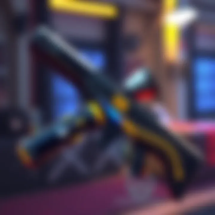 Talon-Inspired Weapon A sleek weapon design featuring Talon symbols and colors, highlighting its connection to the Overwatch game.