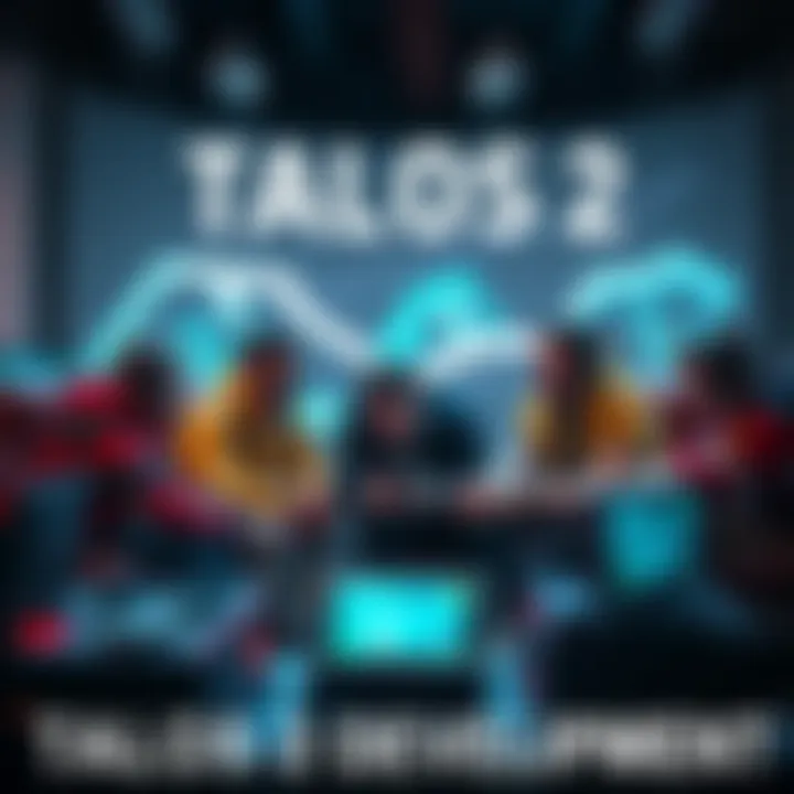 Talos 2 Game Development Gamers discussing the challenges of developing Talos 2 with gaming equipment around them