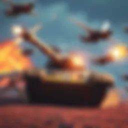 A tank character from a video game facing airborne enemies, illustrating the challenge of mobility in combat.