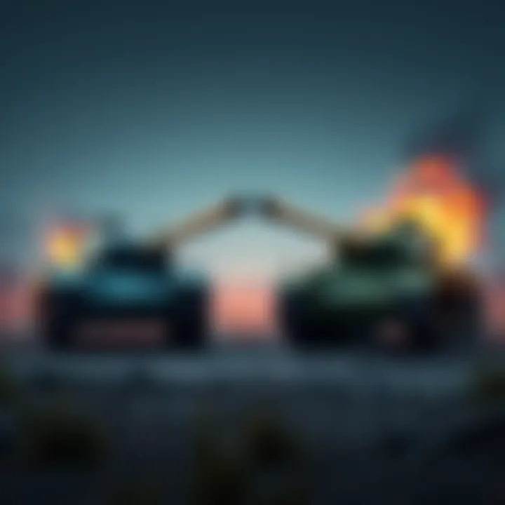 A graphic showing two different tanks from a game facing each other, illustrating the concept of tank diff in team strategy.