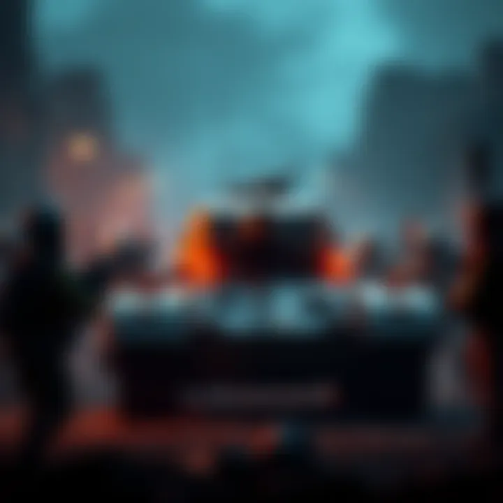 Tank role challenges in gaming A tank character stands ready for battle in a game, surrounded by teammates, representing the struggle of the tank role in 6v6 queues.