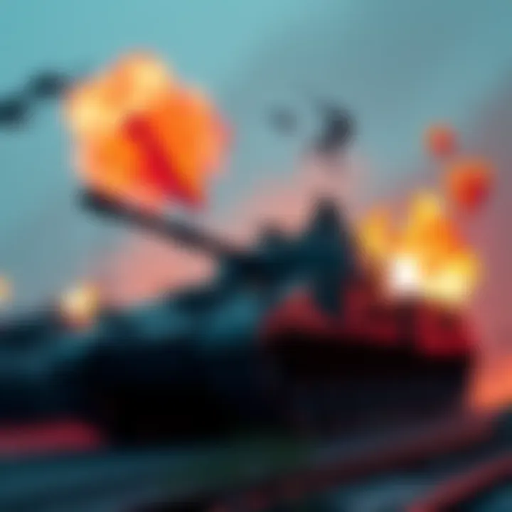 A player jumps out of a tank in a late 90s game, engaging enemies on foot in an open-world setting.